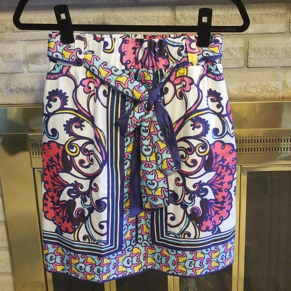 Lilly Pulitzer Silk Skirt Belted and Pockets Sz XS